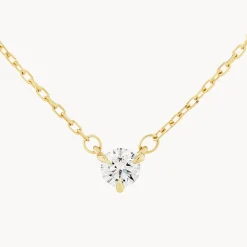 New Laboratory-Grown Diamond 0.10ct Round Necklace in 10k Gold Gifts For Her | Birthstone Jewellery