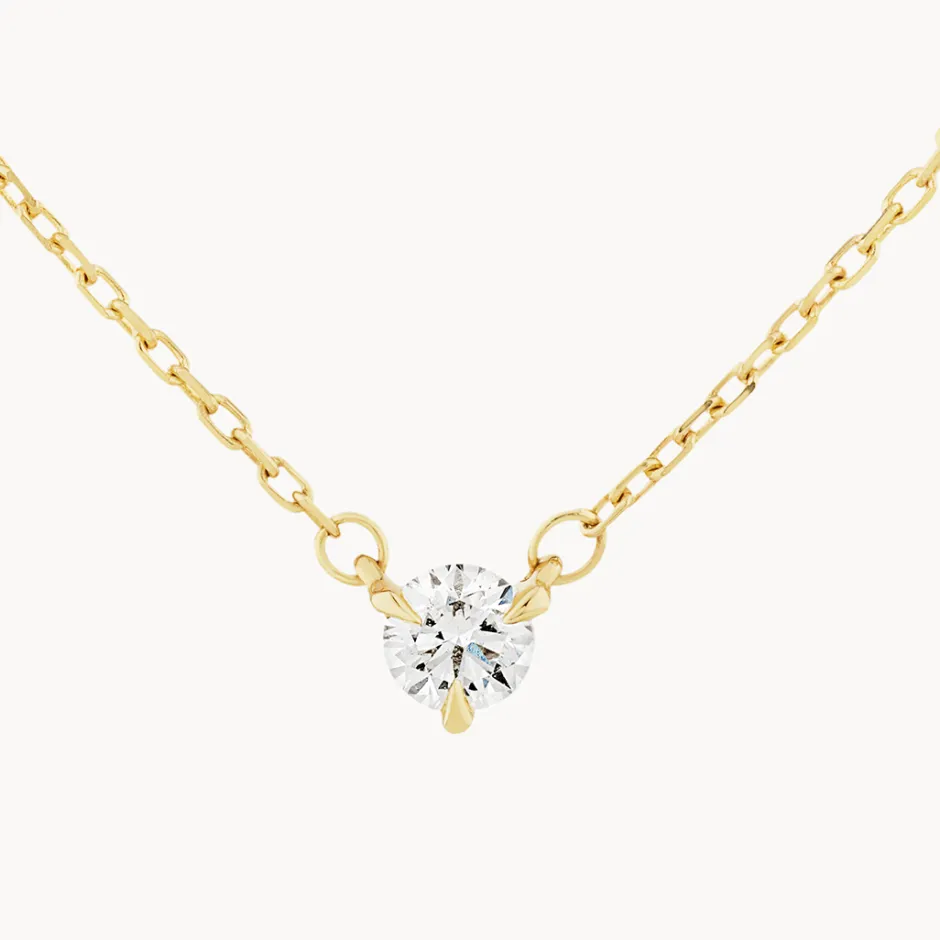 New Laboratory-Grown Diamond 0.10ct Round Necklace in 10k Gold Gifts For Her | Birthstone Jewellery