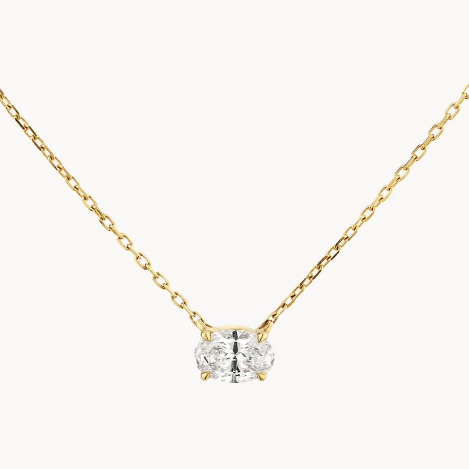 Outlet Laboratory-Grown Diamond 0.20ct Oval Necklace in 10k Gold Best Selling Gifts | Gifts For Her
