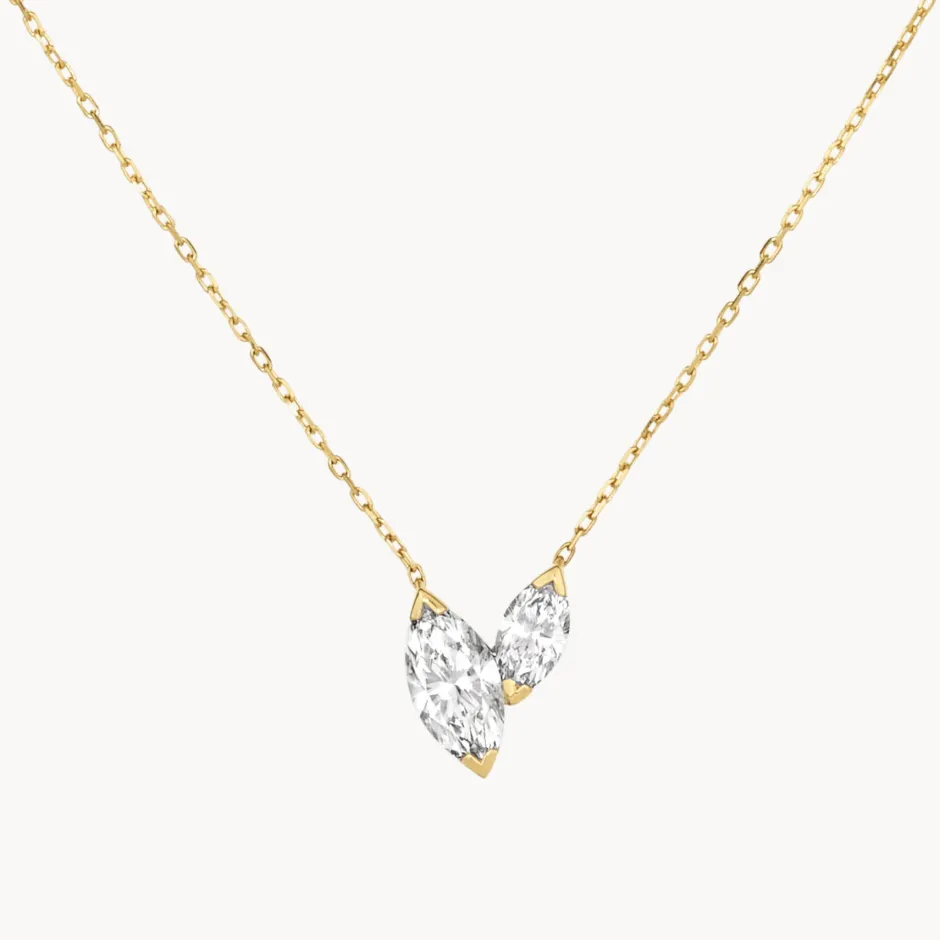 Sale Laboratory-Grown Diamond 0.70ct Double Marquise Necklace in 10k Gold Luxe Gifting | Laboratory-grown Diamonds
