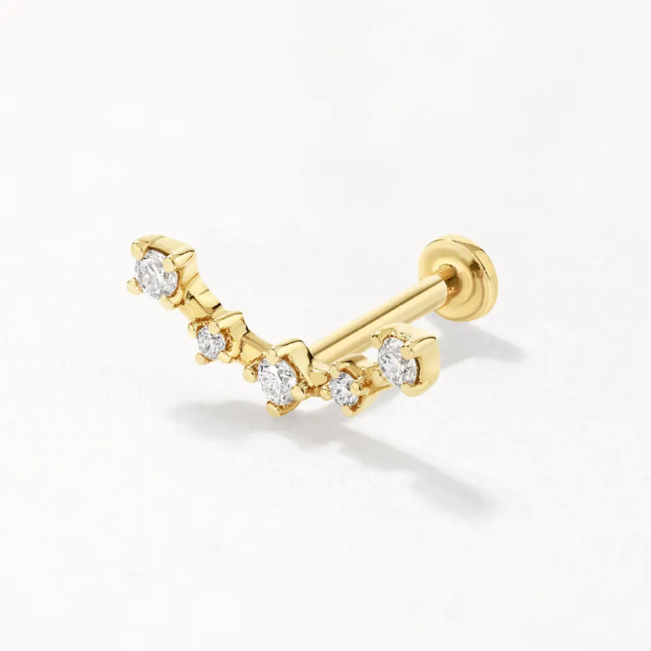 Online Laboratory-Grown Diamond Curve Climber Helix Single Stud Earring in 10k Gold Laboratory-grown Diamonds | Earrings