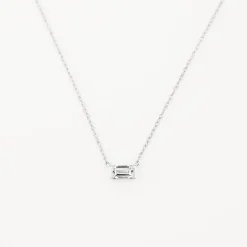 Fashion Laboratory-Grown Diamond 0.20ct Baguette Necklace in Silver Best Selling Gifts | Gifts For Her