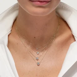 Best Laboratory-Grown Diamond 0.75ct Round Necklace in 10k Gold Gifts For Her | Luxe Gifting