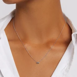 Fashion Laboratory-Grown Diamond 0.20ct Baguette Necklace in Silver Best Selling Gifts | Gifts For Her