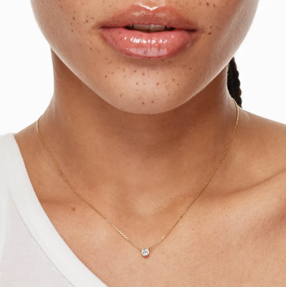 Outlet Laboratory-Grown Diamond 0.20ct Round Necklace in 10k Gold Best Selling Gifts | Gifts For Her