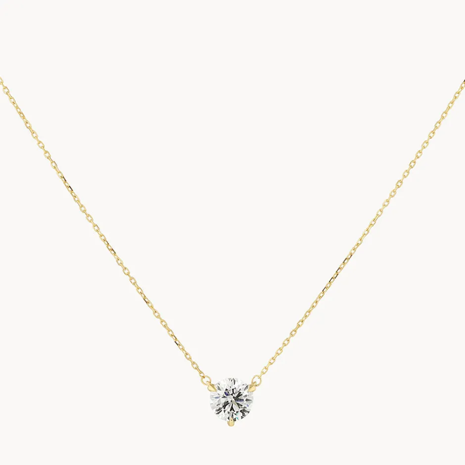 Sale Laboratory-Grown Diamond 1.0ct Round Necklace in 10k Gold Gifts For Her | Luxe Gifting