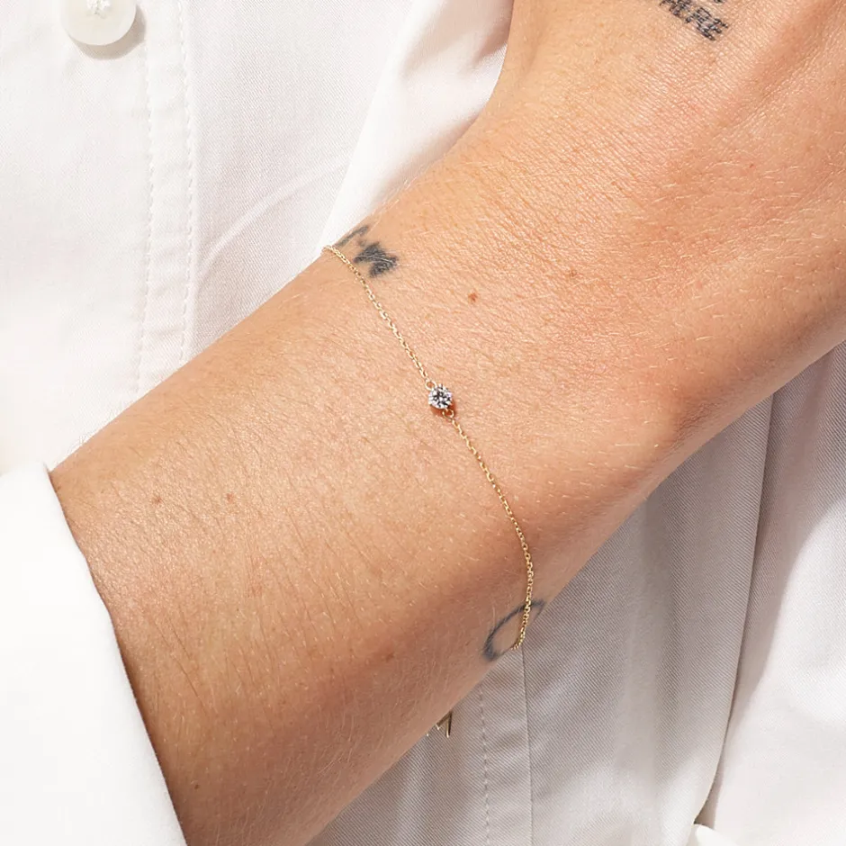 Sale Laboratory-Grown Diamond 0.10ct Round Bracelet in 10k Gold Gifts For Her | Laboratory-grown Diamonds
