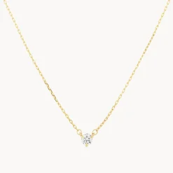 New Laboratory-Grown Diamond 0.10ct Round Necklace in 10k Gold Gifts For Her | Birthstone Jewellery