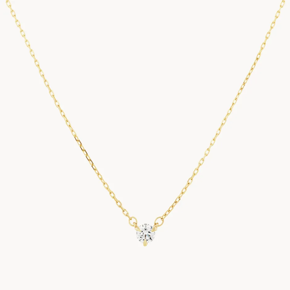 New Laboratory-Grown Diamond 0.10ct Round Necklace in 10k Gold Gifts For Her | Birthstone Jewellery