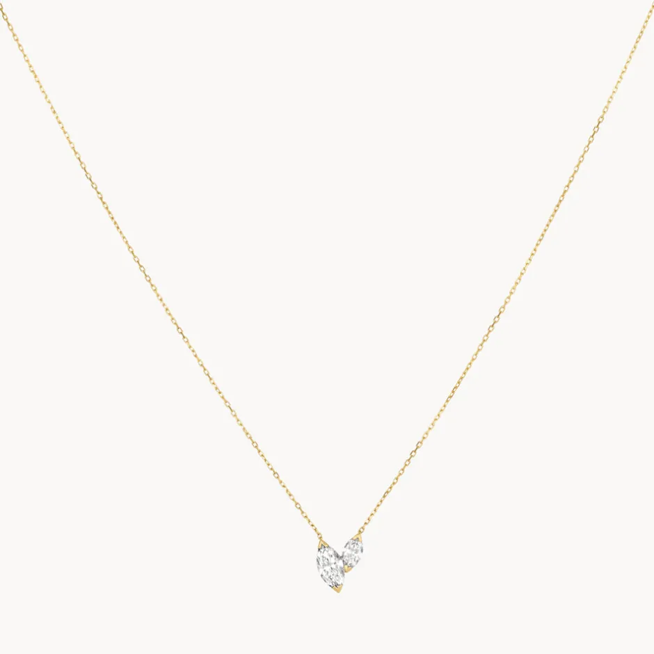Sale Laboratory-Grown Diamond 0.70ct Double Marquise Necklace in 10k Gold Luxe Gifting | Laboratory-grown Diamonds