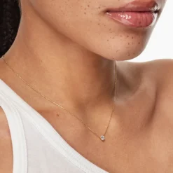 Outlet Laboratory-Grown Diamond 0.20ct Round Necklace in 10k Gold Best Selling Gifts | Gifts For Her