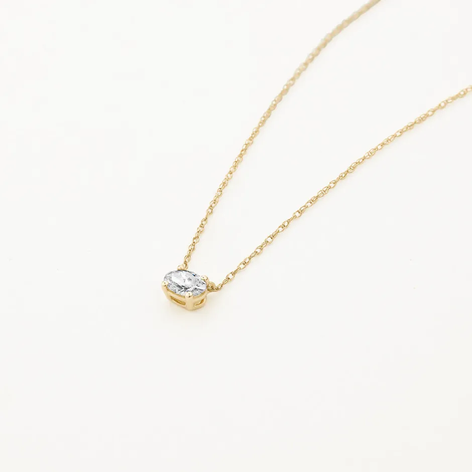 Outlet Laboratory-Grown Diamond 0.20ct Oval Necklace in 10k Gold Best Selling Gifts | Gifts For Her