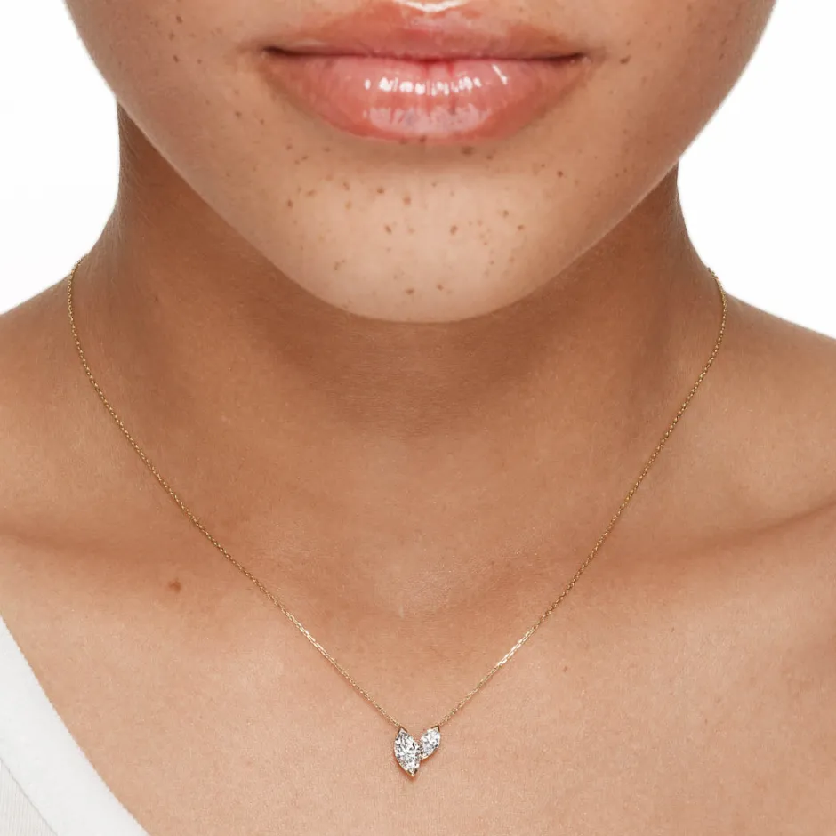 Sale Laboratory-Grown Diamond 0.70ct Double Marquise Necklace in 10k Gold Luxe Gifting | Laboratory-grown Diamonds