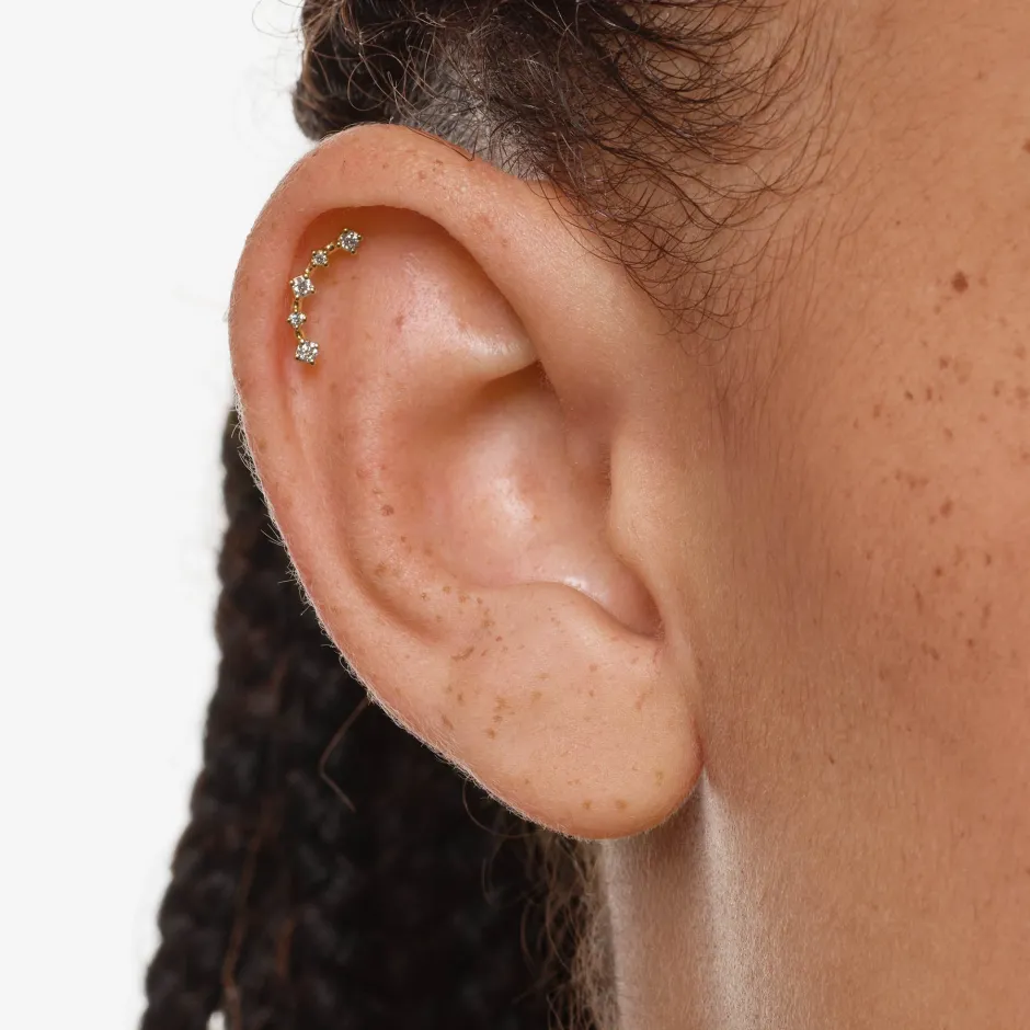 Online Laboratory-Grown Diamond Curve Climber Helix Single Stud Earring in 10k Gold Laboratory-grown Diamonds | Earrings