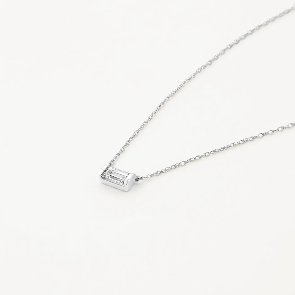 Fashion Laboratory-Grown Diamond 0.20ct Baguette Necklace in Silver Best Selling Gifts | Gifts For Her