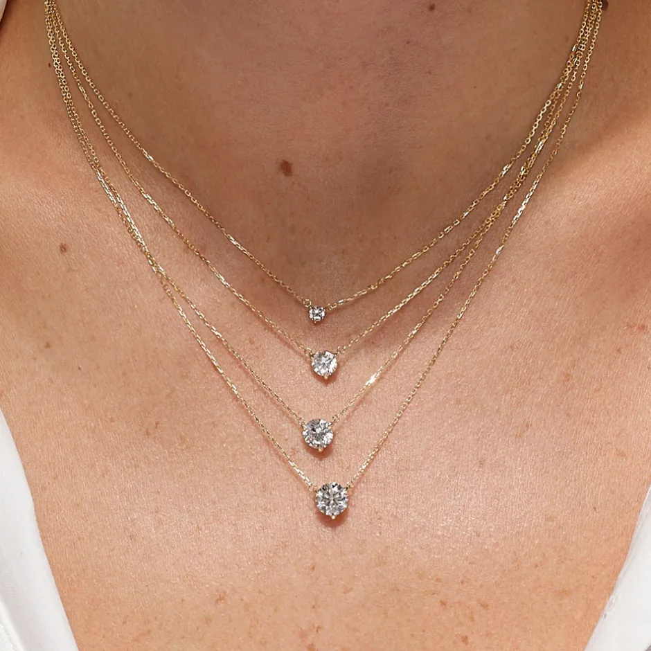 Sale Laboratory-Grown Diamond 1.0ct Round Necklace in 10k Gold Gifts For Her | Luxe Gifting