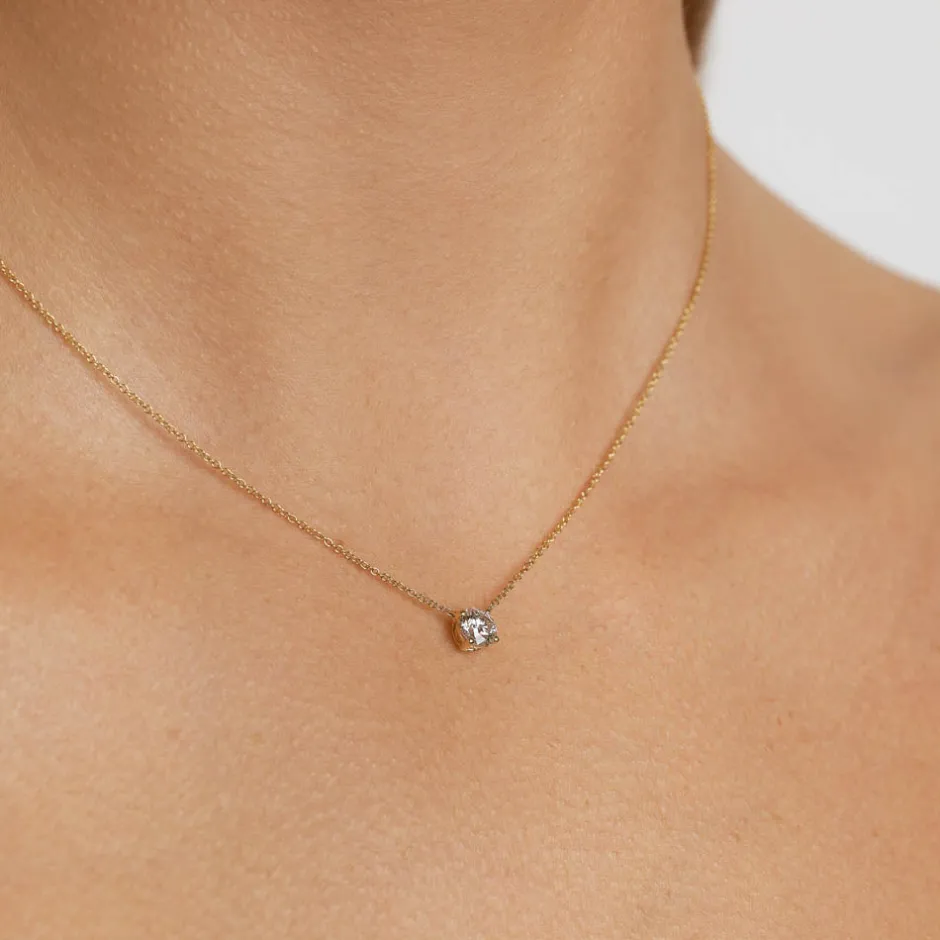 Outlet Laboratory-Grown Diamond 0.50ct Round Necklace in 10k Gold Gifts For Her | Luxe Gifting