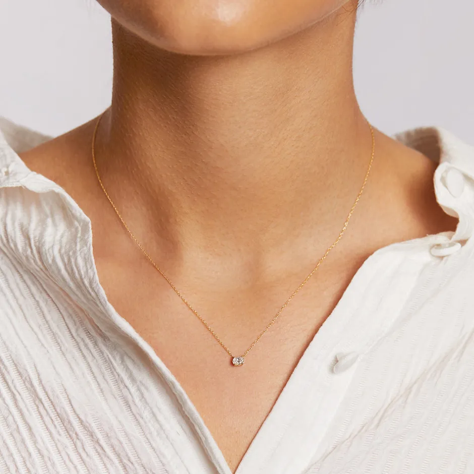 Outlet Laboratory-Grown Diamond 0.20ct Oval Necklace in 10k Gold Best Selling Gifts | Gifts For Her