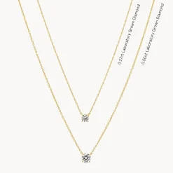 Outlet Laboratory-Grown Diamond 0.50ct Round Necklace in 10k Gold Gifts For Her | Luxe Gifting