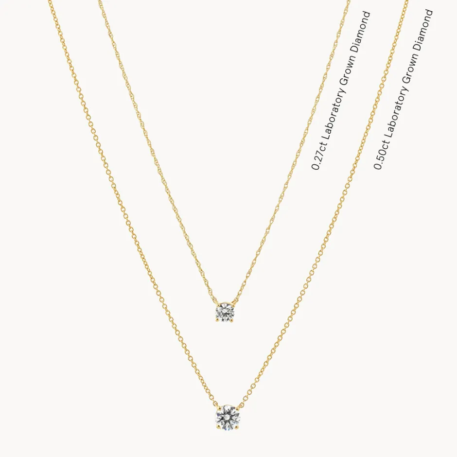 Outlet Laboratory-Grown Diamond 0.50ct Round Necklace in 10k Gold Gifts For Her | Luxe Gifting