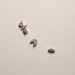 Fashion Laboratory-Grown Diamond Double Marquise Helix Single Stud Earring in 10k Gold Laboratory-grown Diamonds | Earrings