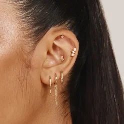 Fashion Laboratory-Grown Diamond Double Marquise Helix Single Stud Earring in 10k Gold Laboratory-grown Diamonds | Earrings