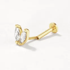 Fashion Laboratory-Grown Diamond Double Marquise Helix Single Stud Earring in 10k Gold Laboratory-grown Diamonds | Earrings