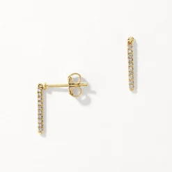 Online Laboratory-Grown Diamond Fine Drop Bar Stud Earrings in 10k Gold Laboratory-grown Diamonds | Earrings