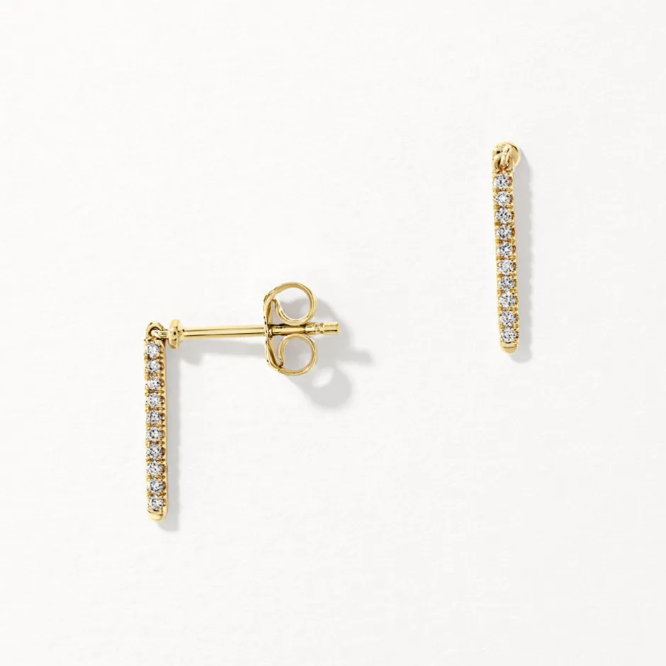 Online Laboratory-Grown Diamond Fine Drop Bar Stud Earrings in 10k Gold Laboratory-grown Diamonds | Earrings