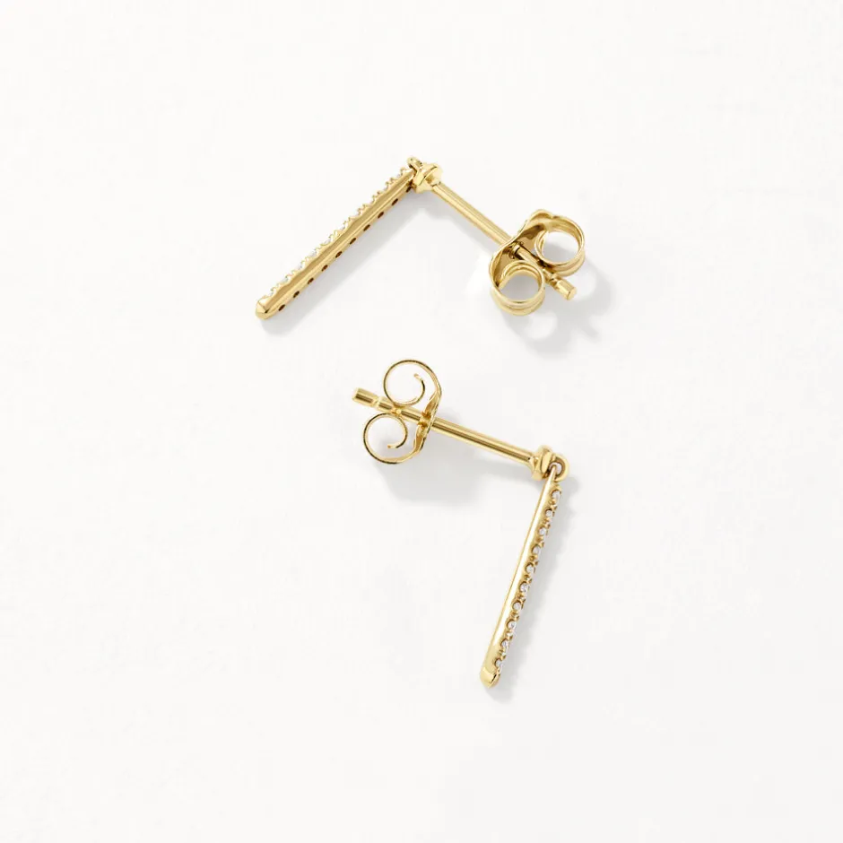 Online Laboratory-Grown Diamond Fine Drop Bar Stud Earrings in 10k Gold Laboratory-grown Diamonds | Earrings