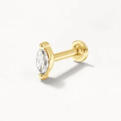 Fashion Laboratory-Grown Diamond Marquise Helix Single Stud Earring in 10k Gold Laboratory-grown Diamonds | Earrings
