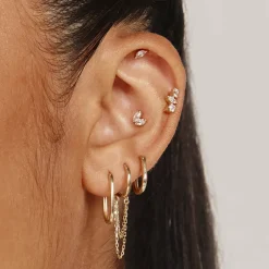 Fashion Laboratory-Grown Diamond Marquise Helix Single Stud Earring in 10k Gold Laboratory-grown Diamonds | Earrings