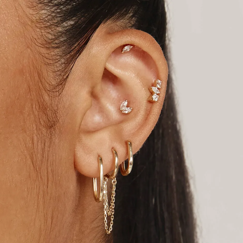 Fashion Laboratory-Grown Diamond Marquise Helix Single Stud Earring in 10k Gold Laboratory-grown Diamonds | Earrings