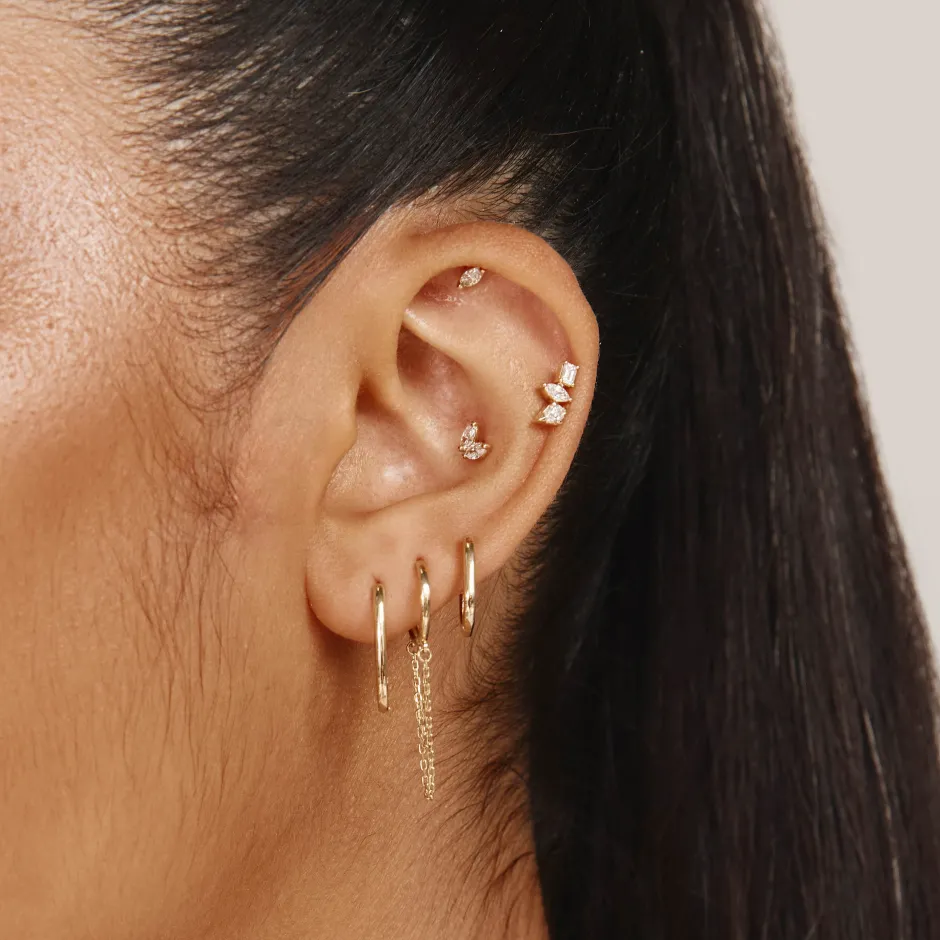 Fashion Laboratory-Grown Diamond Marquise Helix Single Stud Earring in 10k Gold Laboratory-grown Diamonds | Earrings