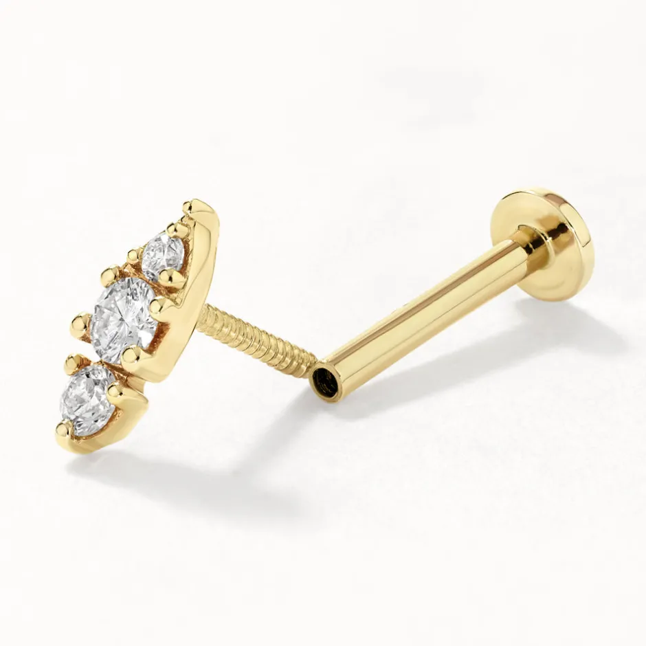 Hot Laboratory-Grown Diamond Pave Marquise Helix Single Stud Earring in 10k Gold Laboratory-grown Diamonds | Earrings