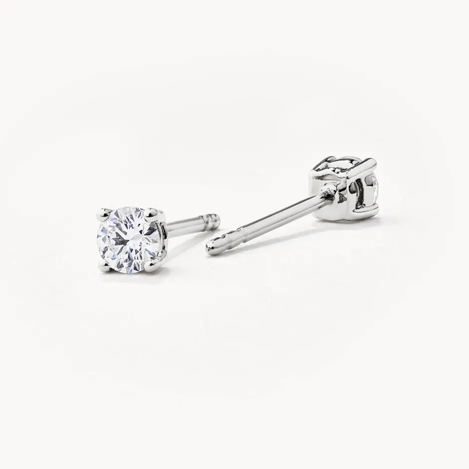 Fashion Laboratory-Grown Diamond Round Stud Earrings in Silver Best Selling Gifts | Gifts For Him