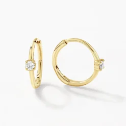 Clearance Laboratory-Grown Diamond Solitaire Huggie Earrings in 10k Gold Luxe Gifting | Laboratory-grown Diamonds