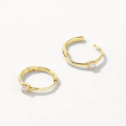 Clearance Laboratory-Grown Diamond Solitaire Huggie Earrings in 10k Gold Luxe Gifting | Laboratory-grown Diamonds
