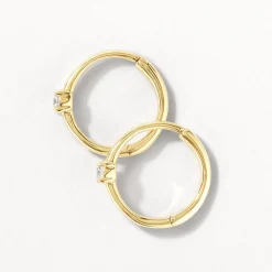 Clearance Laboratory-Grown Diamond Solitaire Huggie Earrings in 10k Gold Luxe Gifting | Laboratory-grown Diamonds
