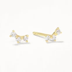 Clearance Laboratory-Grown Diamond Trio Bar Stud Earrings in 10k Gold Gifts For Her | Laboratory-grown Diamonds