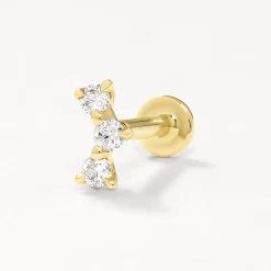Clearance Laboratory-Grown Diamond Trio Bar Helix Single Stud Earring in 10k Gold Laboratory-grown Diamonds | Earrings