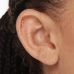 Outlet Laboratory-Grown Diamond Trio Bar Helix Single Stud Earring in Silver Laboratory-grown Diamonds | 925 Sterling Silver