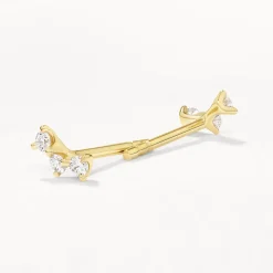 Clearance Laboratory-Grown Diamond Trio Bar Stud Earrings in 10k Gold Gifts For Her | Laboratory-grown Diamonds