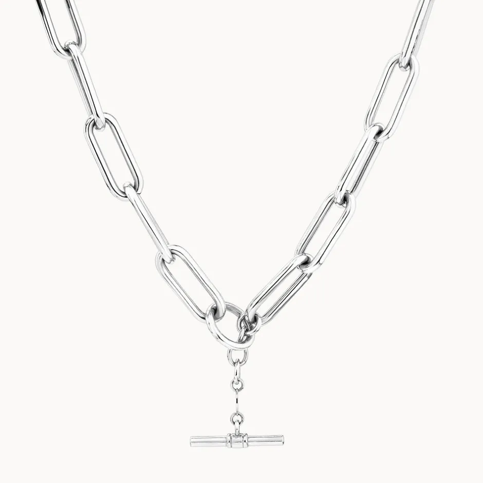 Hot Large Paperclip Toggle Necklace in Silver Under $500 | 925 Sterling Silver