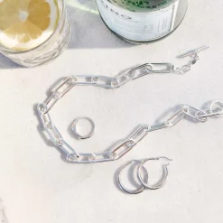 Hot Large Paperclip Toggle Necklace in Silver Under $500 | 925 Sterling Silver