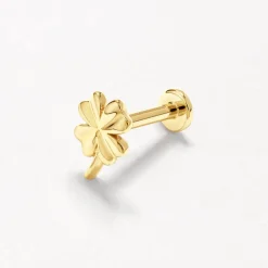 Fashion Lucky Clover Helix Single Stud in 10k Gold Earrings | Studs
