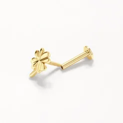 Fashion Lucky Clover Helix Single Stud in 10k Gold Earrings | Studs