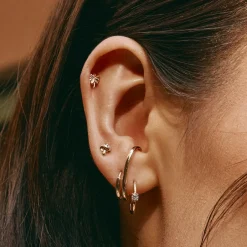 Fashion Lucky Clover Helix Single Stud in 10k Gold Earrings | Studs