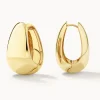 Sale Maxi Drop Dome Hoops in Gold 18k Fine Gold Plated | Earrings