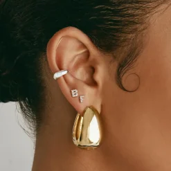 Sale Maxi Drop Dome Hoops in Gold 18k Fine Gold Plated | Earrings